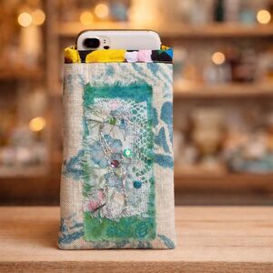 Artisan-made Fabric Phone Pouch: Designer Phone Case (3.5" x 6.75")